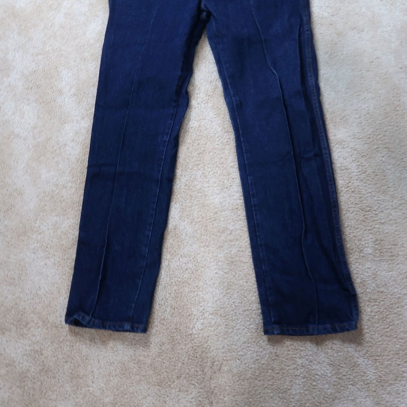 Denime Rustler Jeans Dark Wash Blue Denim - 34x32 Regular Men’s Straight Leg 5-Pocket Vintage 80s 90s Rustler Logo Button Zip Size US 34 / EU 50 - 2 Thumbnail