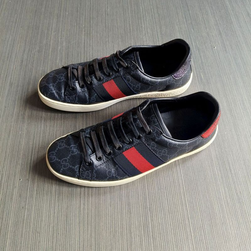 Gucci Gucci Ace Canvas Leather Sneakers in Black 0079 Size US 8.5 / EU 41-42 - 1 Thumbnail