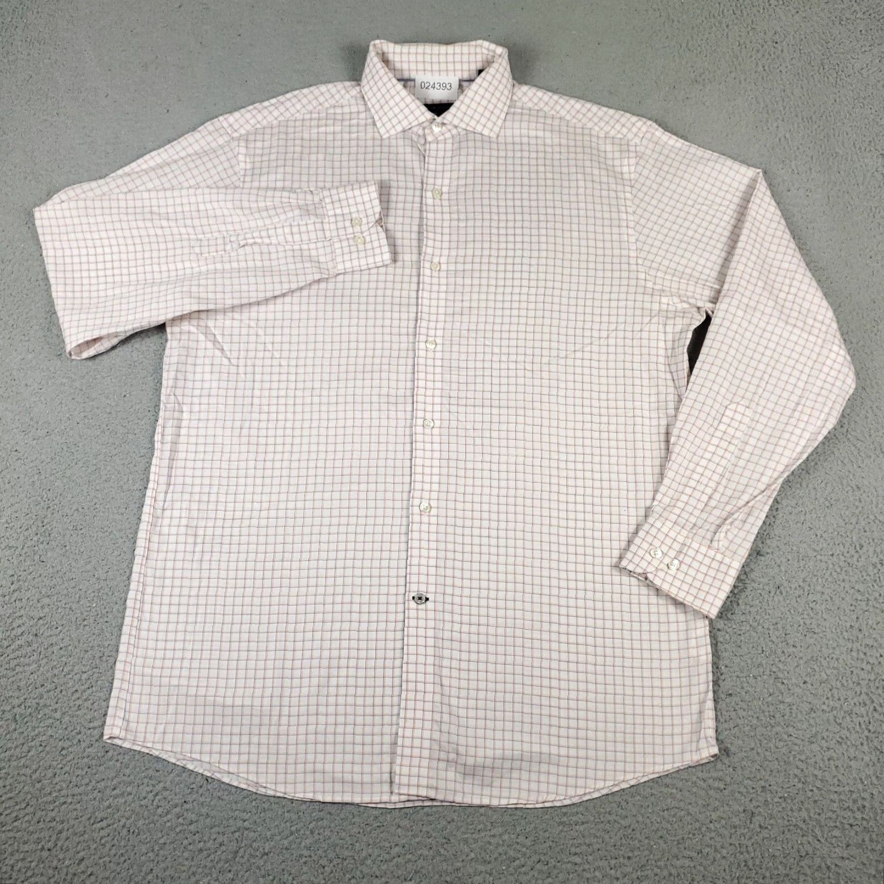 Tommy Hilfiger Tommy Hilfiger Dress Shirt Men 16 White Orange Check Long Sleeve Button Up Preppy Size 42R - 2 Thumbnail