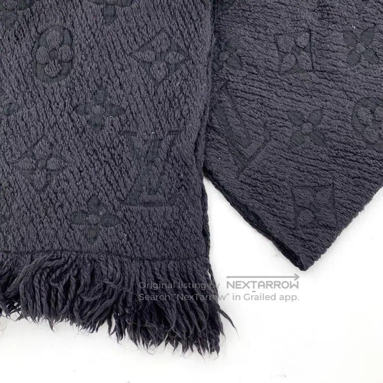 Louis Vuitton Louis Vuitton Black logo jacquard full print wool fringe s Size ONE SIZE - 5 Thumbnail