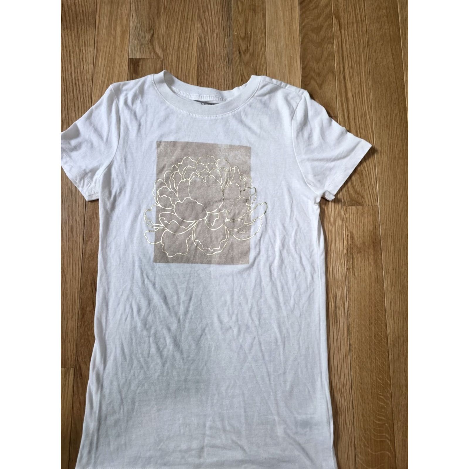 Vintage Aero Aeropostale XS Floral Box Foil Graphic Tee Crew Neck Women White Shirt Size XS / US 0-2 / IT 36-38 - 3 Thumbnail