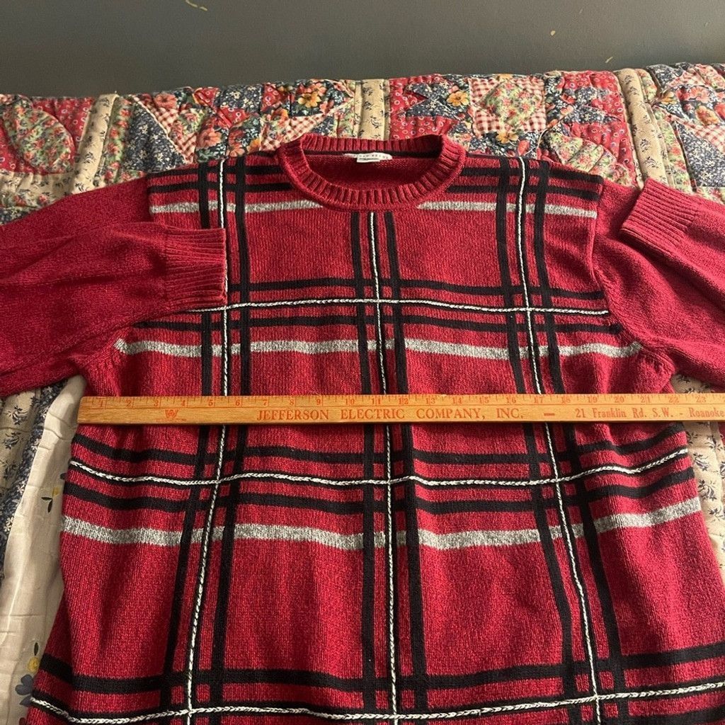 Other Geoffrey Beene Red Plaid Men's Sweater size XL Size US XL / EU 56 / 4 - 4 Thumbnail