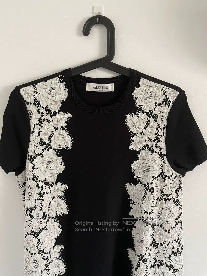 Valentino Valentino Black and white lace patchwork knitted dress Size M / US 6-8 / IT 42-44 - 3 Thumbnail