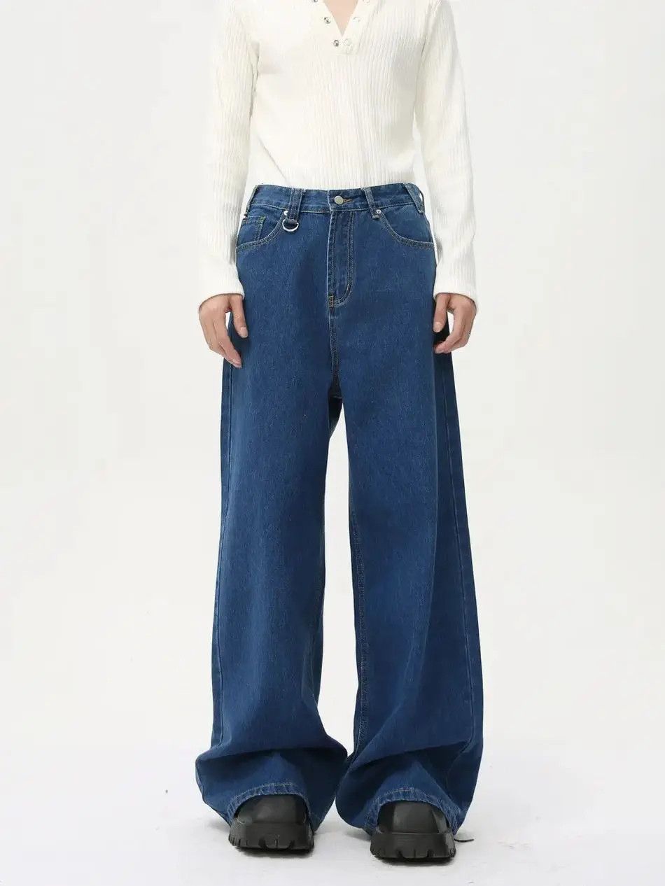 Japanese Brand Retro loose solid color wide leg jeans Size US 32 / EU 48 - 4 Thumbnail
