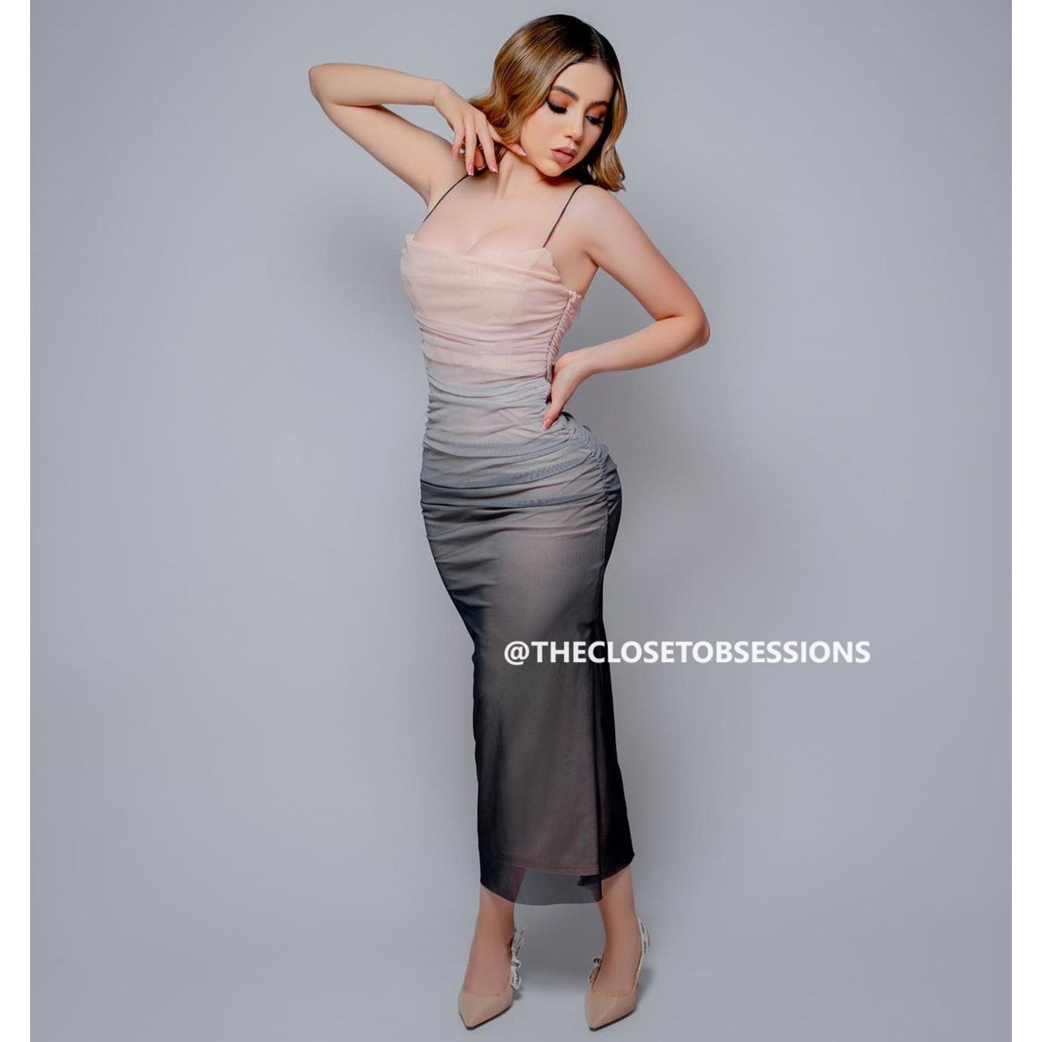 Zara ZARA Gradient Ruched Fitted Midi Dress NWT Size L / US 10 / IT 46 - 11 Thumbnail