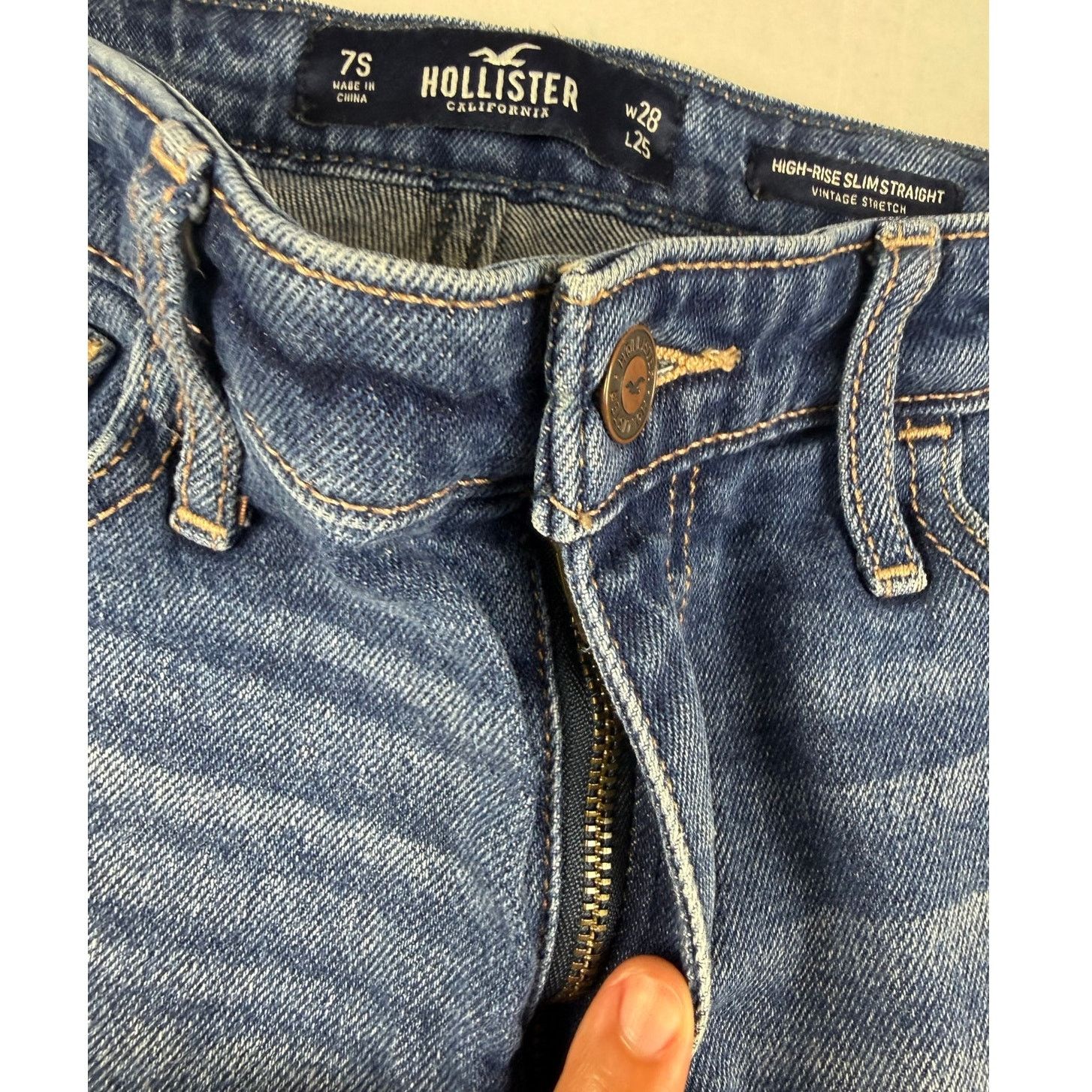 Hollister Hollister Cropped High-Rise Slim Straight Jeans 7S w28 L25 Size 28" / US 6 / IT 42 - 7 Thumbnail