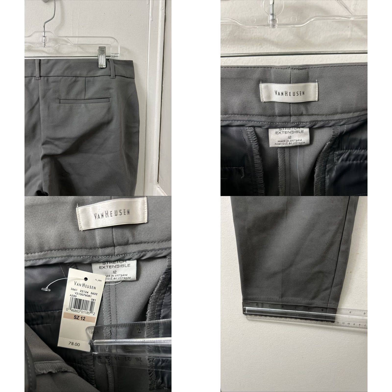 Van Heusen VAN HEUSEN Pants Womens 12x26 Gray Stretch Trousers NWT Dress Pants Workwear Straight Leg Release: NWT Size 34" / US 12 / IT 48 - 8 Thumbnail