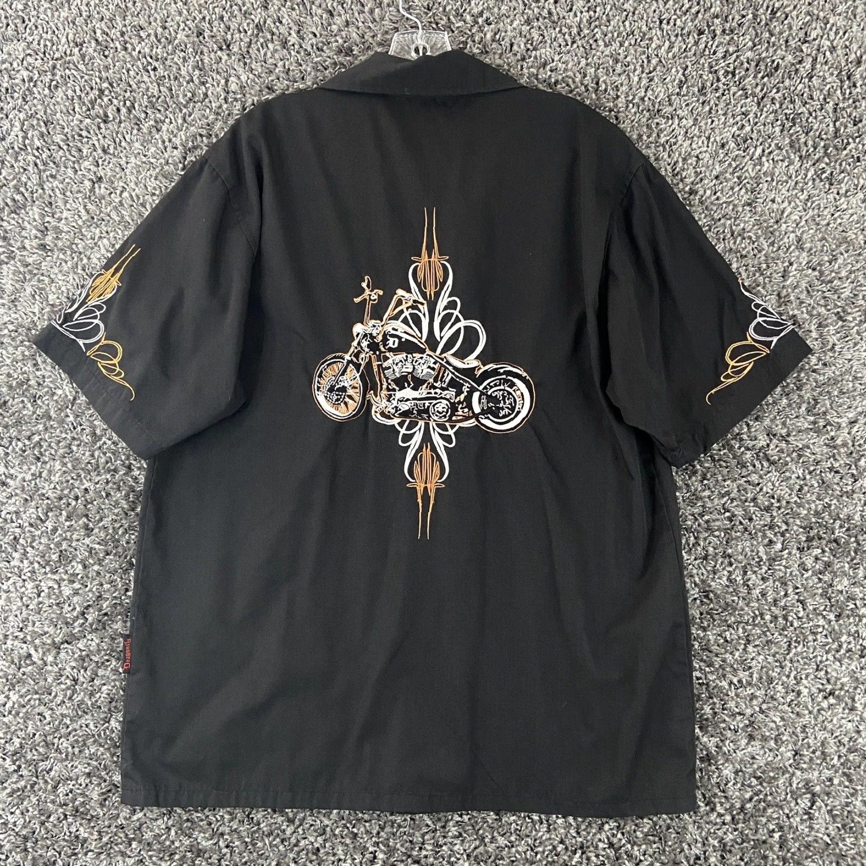 Vintage Dragonfly Roadhouse Biker Embroidery Shirt Men's Black Short Sleeve Button Up Size US M / EU 48-50 / 2 - 8 Thumbnail