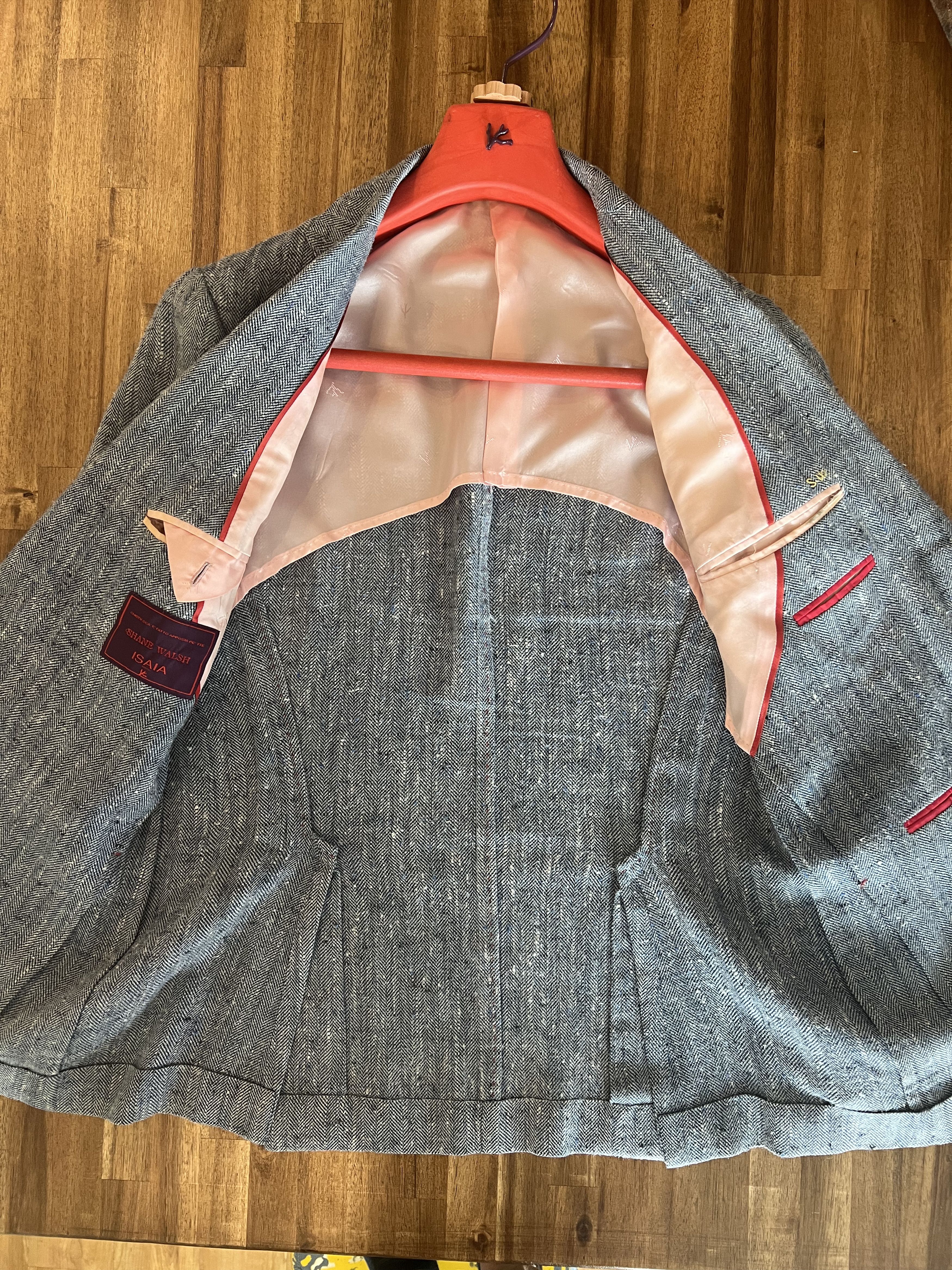 Isaia ISAIA Gray Silk Linen Herringbone Blazer 38R US Jacket Size 38R - 2 Thumbnail