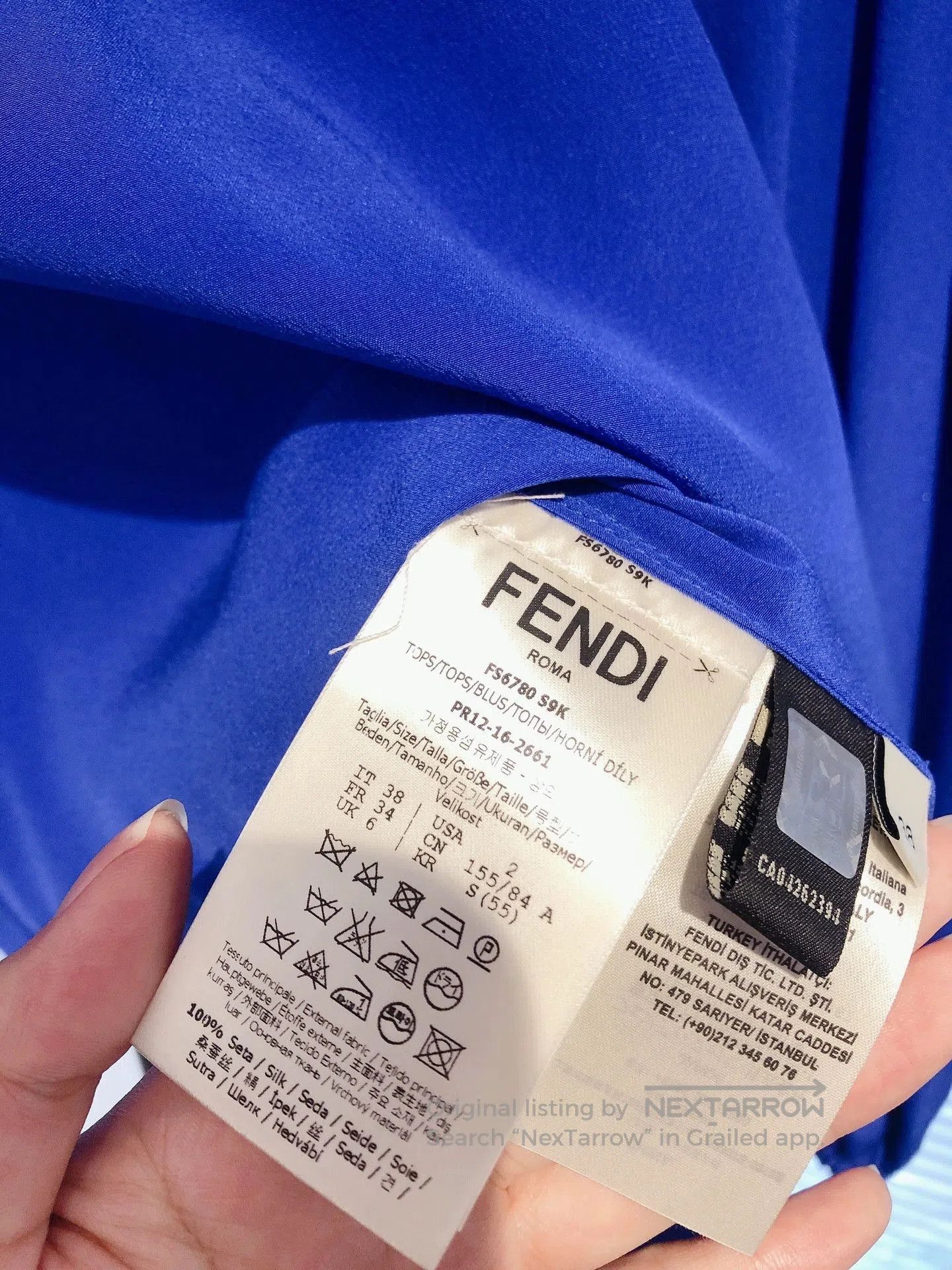 Fendi FENDI Blue Silk Panel Lantern Sleeve Top. Size US S / EU 44-46 / 1 - 8 Thumbnail
