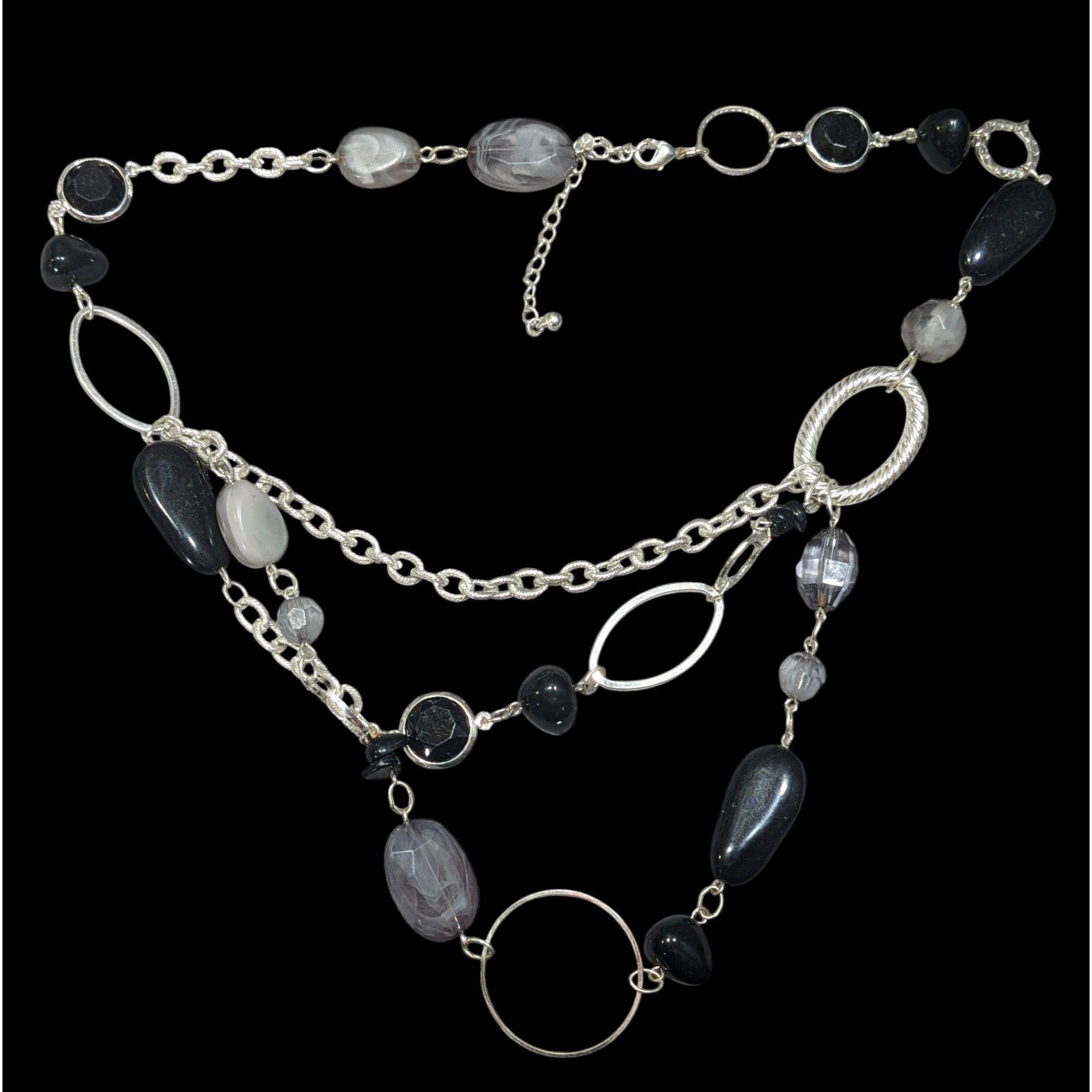 Other Black And Grey Beaded Layered Chain Necklace Size ONE SIZE - 2 Thumbnail