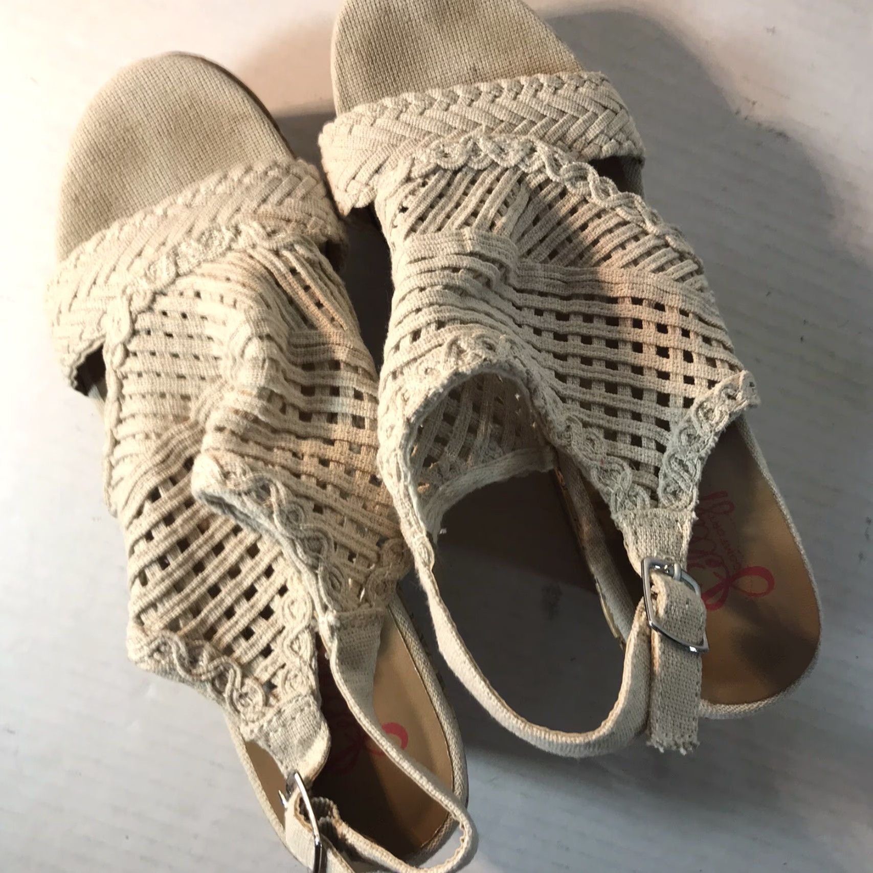 Vintage Jellypop Beige Wedge Heels Womens Size 8M Open Toe Slingback 3.5in High Heel Casual Clubwear Size US 8 / IT 38 - 7 Thumbnail
