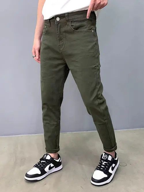 Japanese Brand Hayase x Kamon Army Green Simple Casual Slim Fit Jeans Size US 32 / EU 48 - 2 Thumbnail