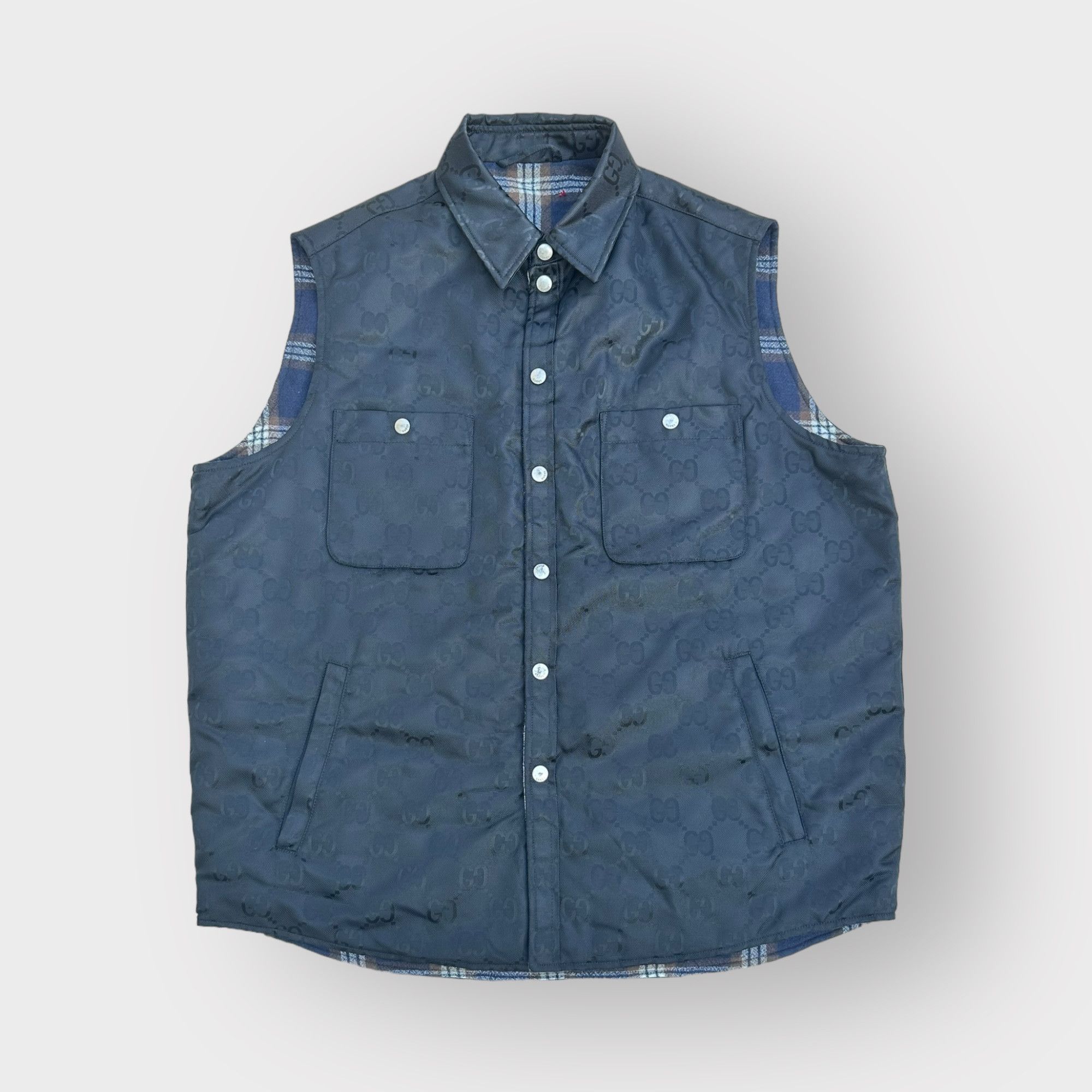 Gucci Gucci Vest Off The Grid Black GG Monogram Jacket Size US L / EU 52-54 / 3 - 1 Thumbnail