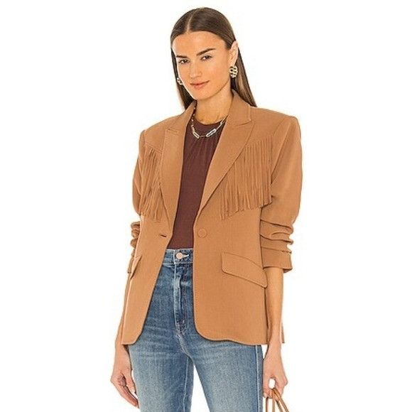Cinq a Sept × Designer Cinq a Sept 5 à 7 Dani Cinnamon Tan Fringe Western Blazer 4 Size S / US 4 / IT 40 - 1 Thumbnail