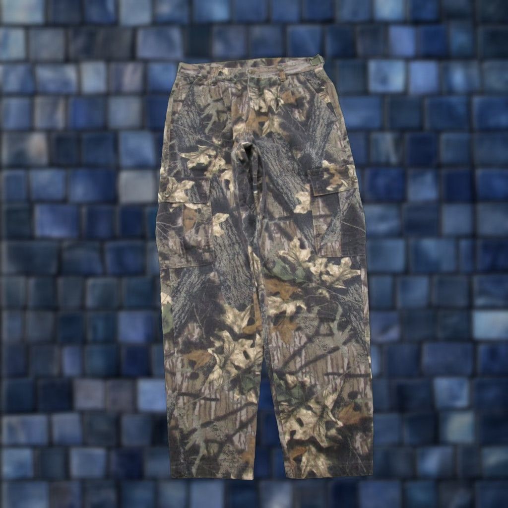 Vintage VTG Mossy Oak Camo Cargo Pants Men’s Large 30x30 Made In USA Forest Floor 90s Mens Pants Camouflage Cargo Pocket Straight Flat Front Cotton Canvas USA Size US 33 - 1 Thumbnail