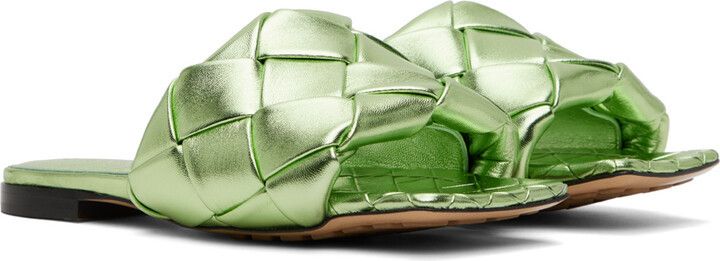 Bottega Veneta o1n1vont0924 Flats Lido in Metallic Green Size US 4 / IT 34 - 4 Thumbnail