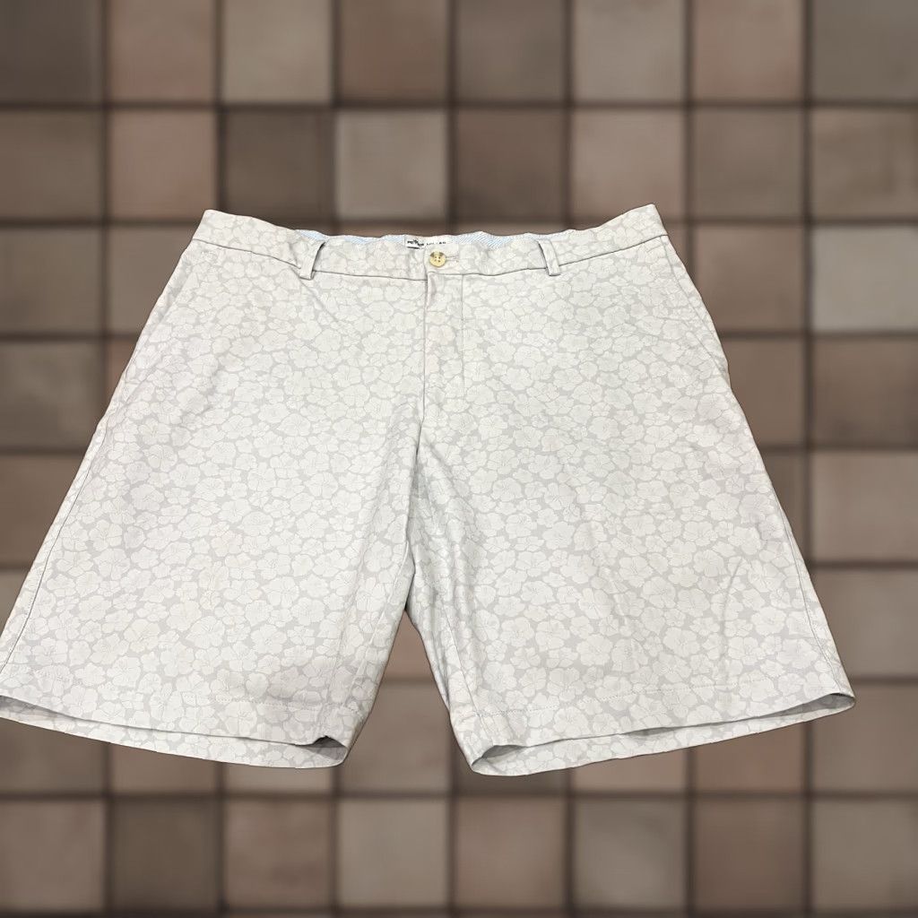 Peter Millar Peter Millar Mens Golf Shorts Floral AOP Pattern Gray White Size 35 Size US 35 - 1 Thumbnail