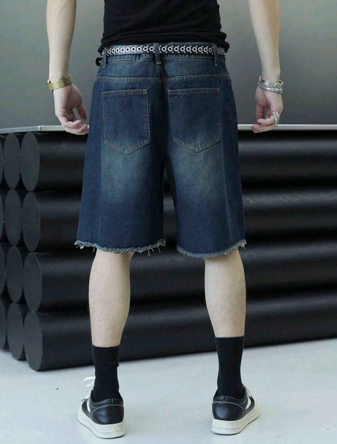Japanese Brand × Jean Bold Distressed Faded Frayed Streetwear Y2K Jorts Size US 31 - 2 Thumbnail