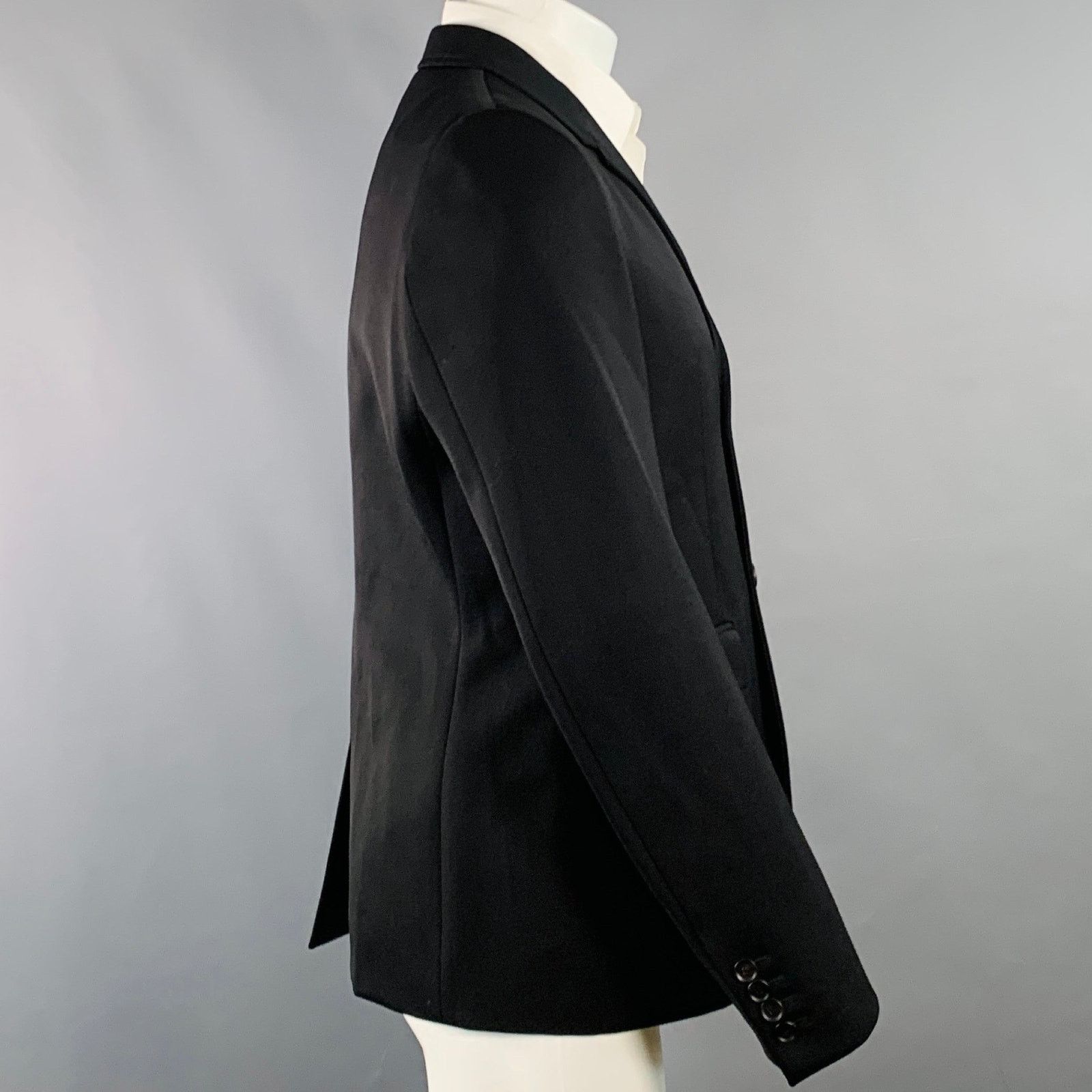 Burberry Prorsum BURERRY PRORSUM Black Wool Twill Notch Lapel Sport Coat Size 40R - 3 Thumbnail