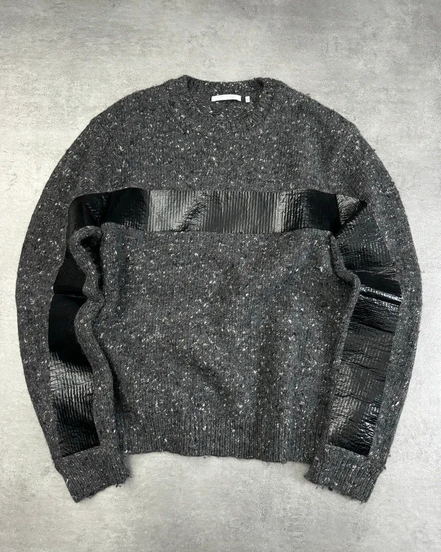 Helmut Lang × Vintage AW2018 Helmut Lang Grey Wool Knit Band Sweater Size US L / EU 52-54 / 3 - 1 Thumbnail