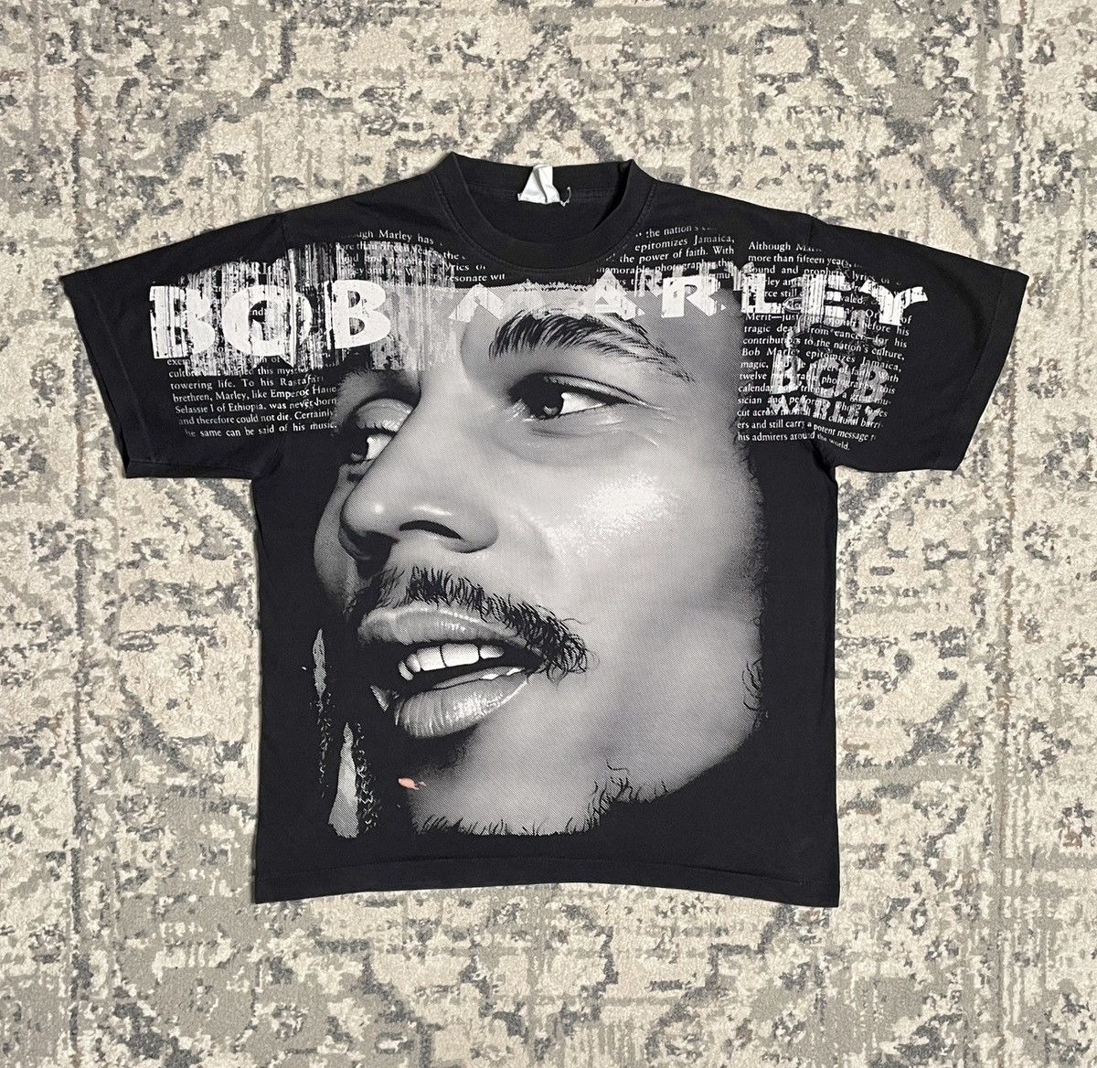 Band Tees × Vintage Vintage Black T-Shirt Tee Fullprint Bob Marley Reggae Size US M / EU 48-50 / 2 - 1 Thumbnail