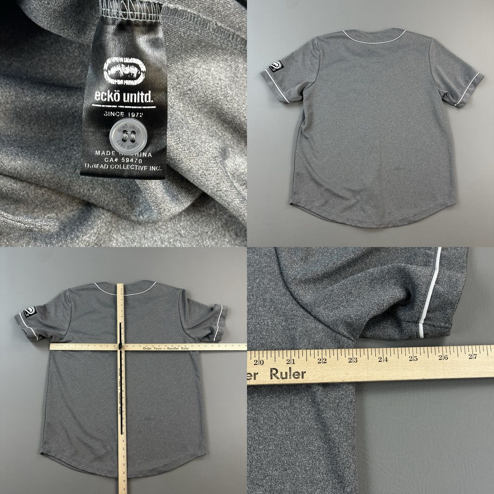 Ecko Unltd. Ecko Unltd Baseball Jersey Mens Large Gray Button Front Hip Hop Streetwear Y2K Size US L / EU 52-54 / 3 - 8 Thumbnail
