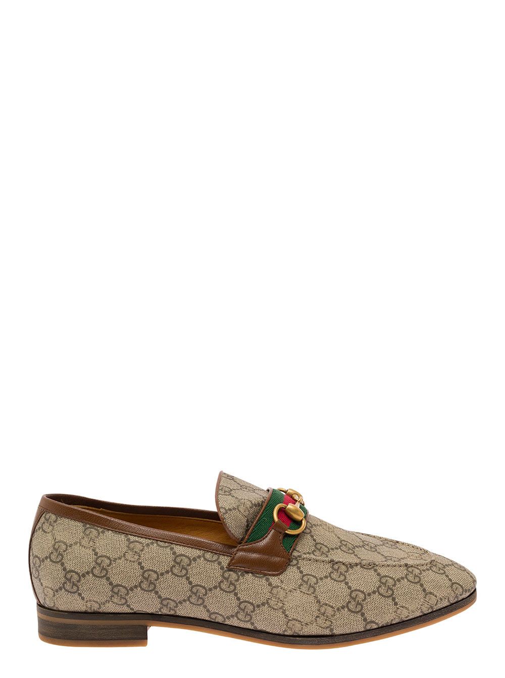Gucci 'Paride' Beige Loafers with Horsebit and Web Detail in GG Supreme Canvas Man Size US 8 / EU 41 - 1 Thumbnail