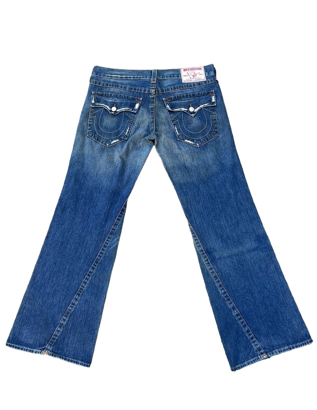 True Religion Vintage 2000s True Religion JOEY Distress Denim Flare Jeans Size US 36 / EU 52 - 2 Thumbnail