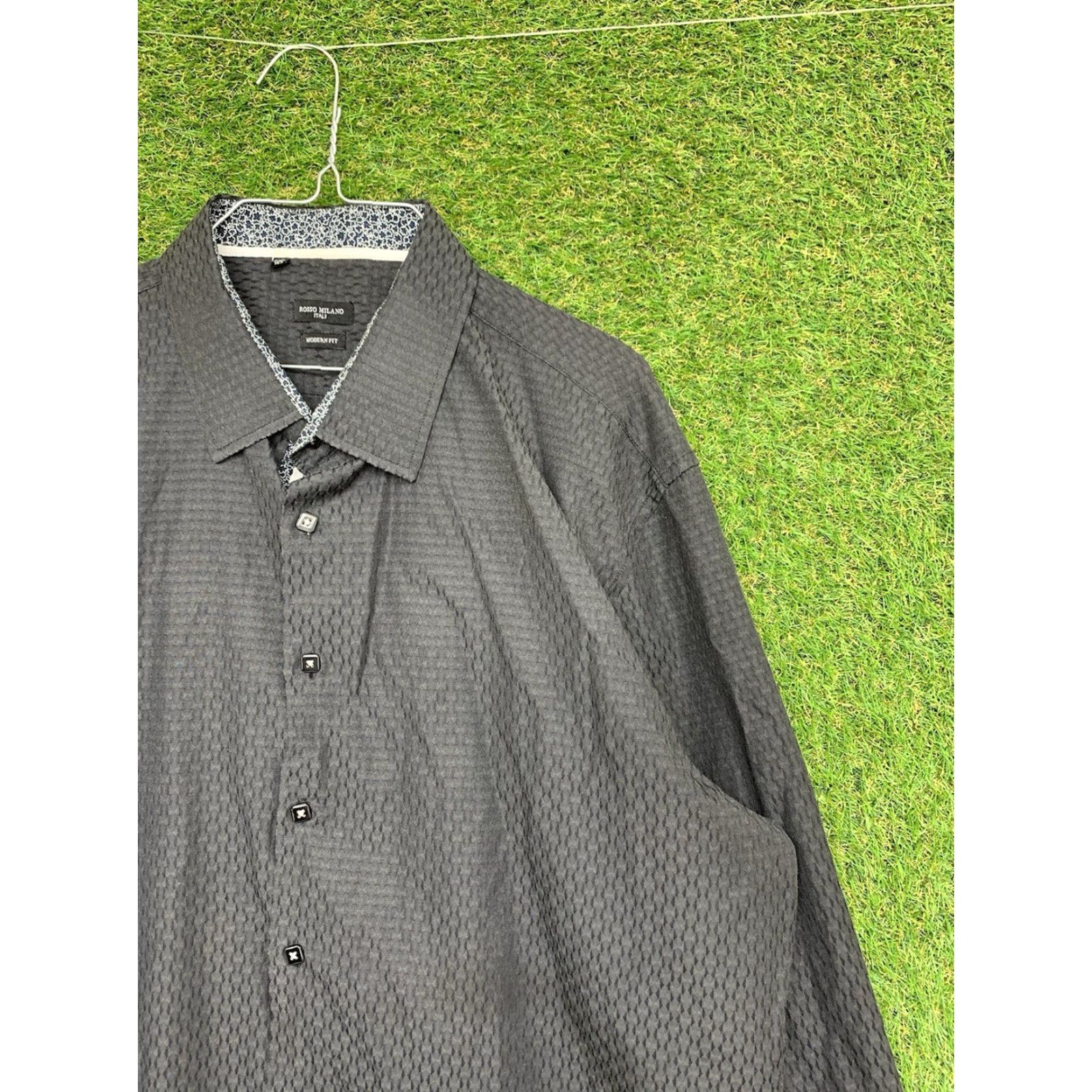 Vintage VINTAGE Rosso Milano Shirt Mens 2XL Long Sleeve Button-Down Collared Black Cotton Modern Fit Shirt Size US XXL / EU 58 / 5 - 4 Thumbnail