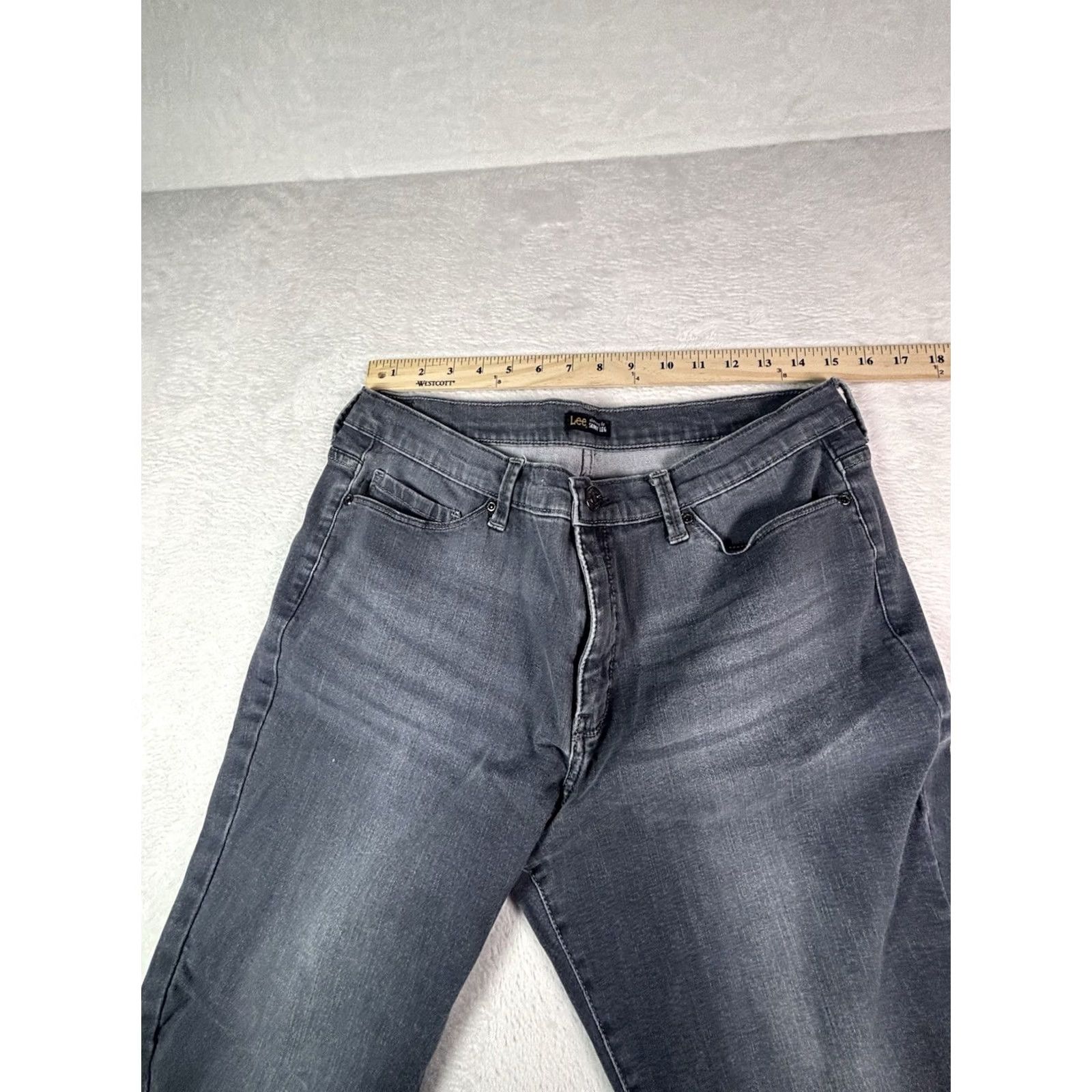 Lee LEE Women's Jeans Slim Fit 16 Medium Denim Black 5-Pocket Belt Loops Slimming Stretch Jeans Size 38" / US 16 / IT 52 - 5 Thumbnail