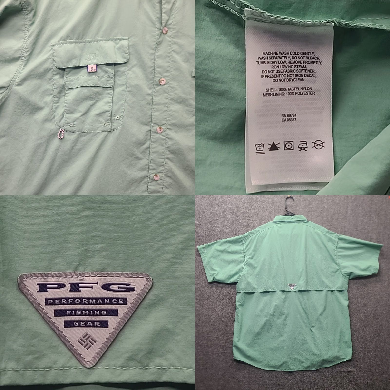 Vintage Columbia PFG Omni-Shade Shirt Mens XL Relaxed Short Sleeve Button-Down Collared Vented Outdoors Green Nylon Knit Size US XL / EU 56 / 4 - 8 Thumbnail