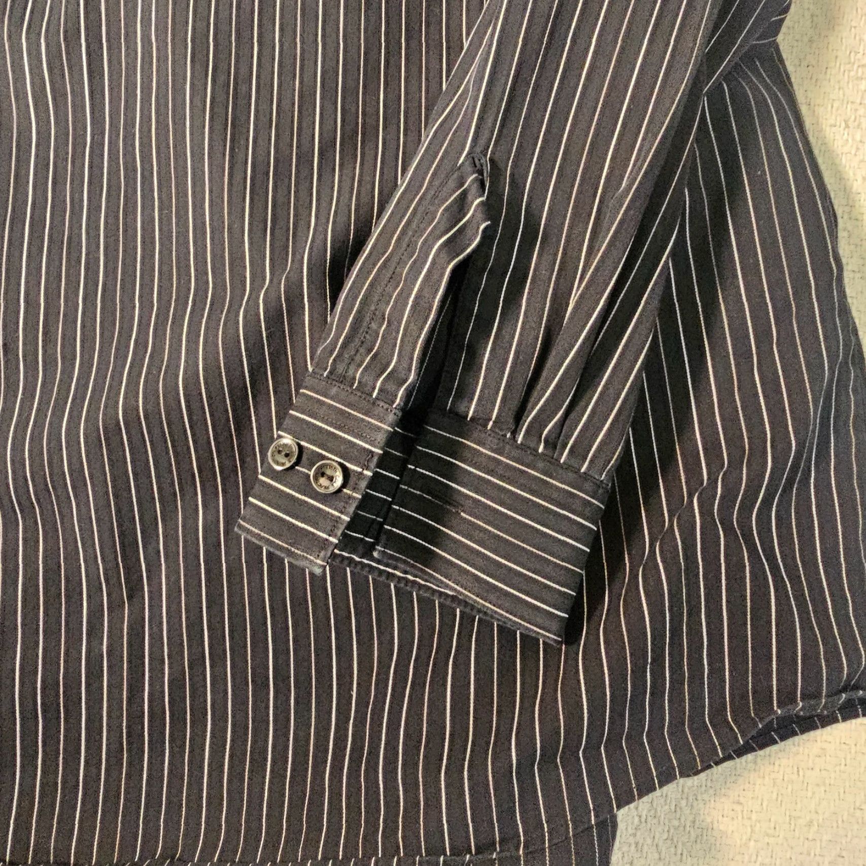 Kenneth Cole KENNETH COLE REACTION Wrinkle Free Dress Shirt Mens Regular Fit Long Sleeve Striped Black XL Size US XL / EU 56 / 4 - 8 Thumbnail