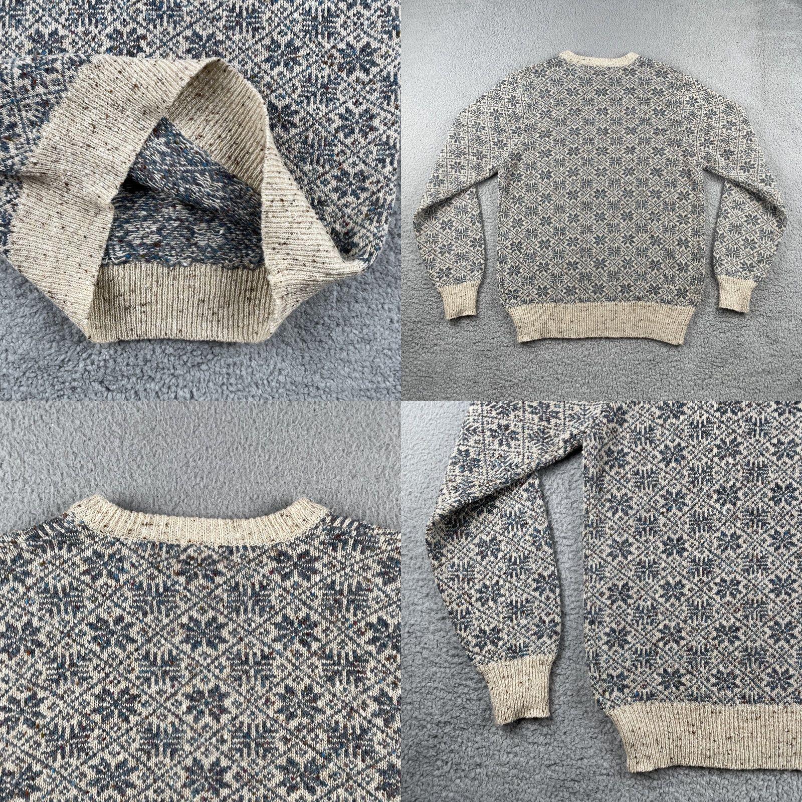 Vintage VINTAGE Niche Sweater Wool Acrylic Blend Snow Flake Tile Design White Large Crew Neck Mens Pullover Long Sleeve Modern Designer Knit Size US L / EU 52-54 / 3 - 8 Thumbnail