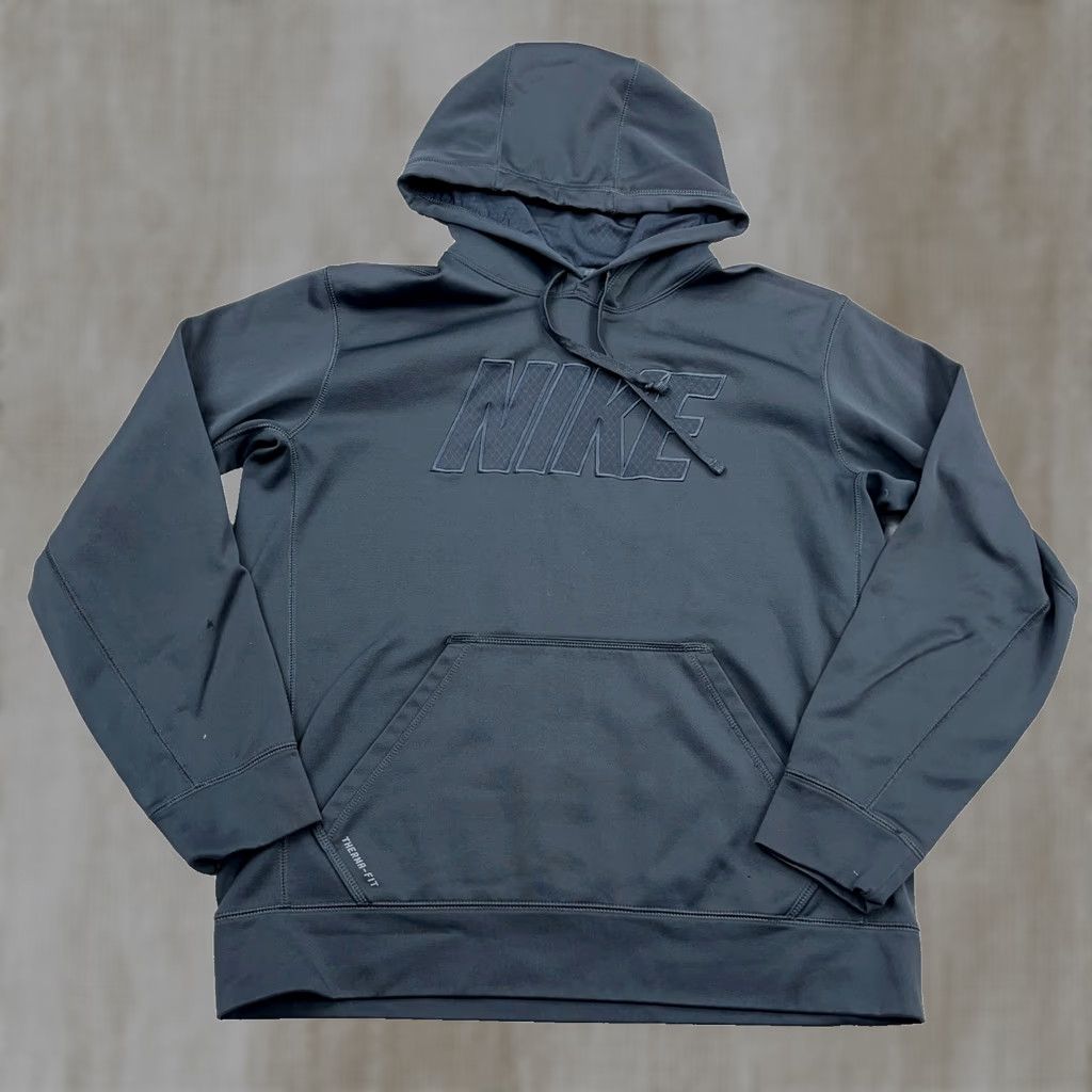 Nike Nike Hoodie Men Medium Gray Therma Fit Performance Sweatshirt Spell Out Pullovers Full Zip Hooded Logo Zipper All Seasons Sportswear Nike Mens Hoodie Size US M / EU 48-50 / 2 - 1 Thumbnail