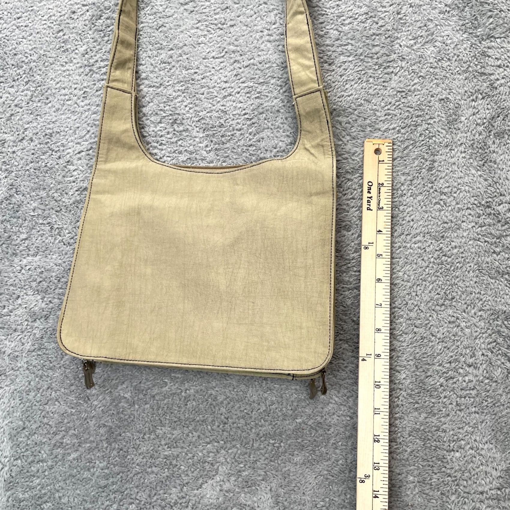 Vintage VINTAGE Baggallini Bag Crossbody Womens Beige Handbag Pockets Adjustable Straps Bag Width 11 in Square Zip Canvas Leather? Size ONE SIZE - 4 Thumbnail