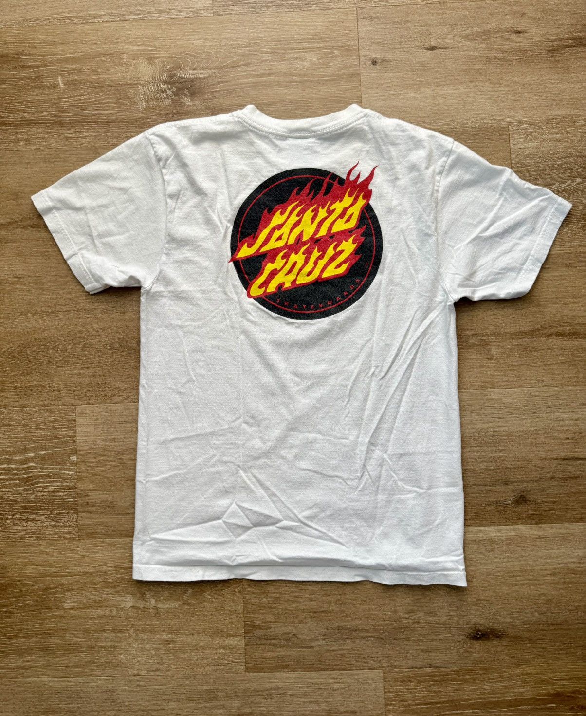 Santa Cruz Skateboards × Vintage Flaming Logo SANTA CRUZ Double Sided Skate Tshirt Medium Size US M / EU 48-50 / 2 - 12 Thumbnail
