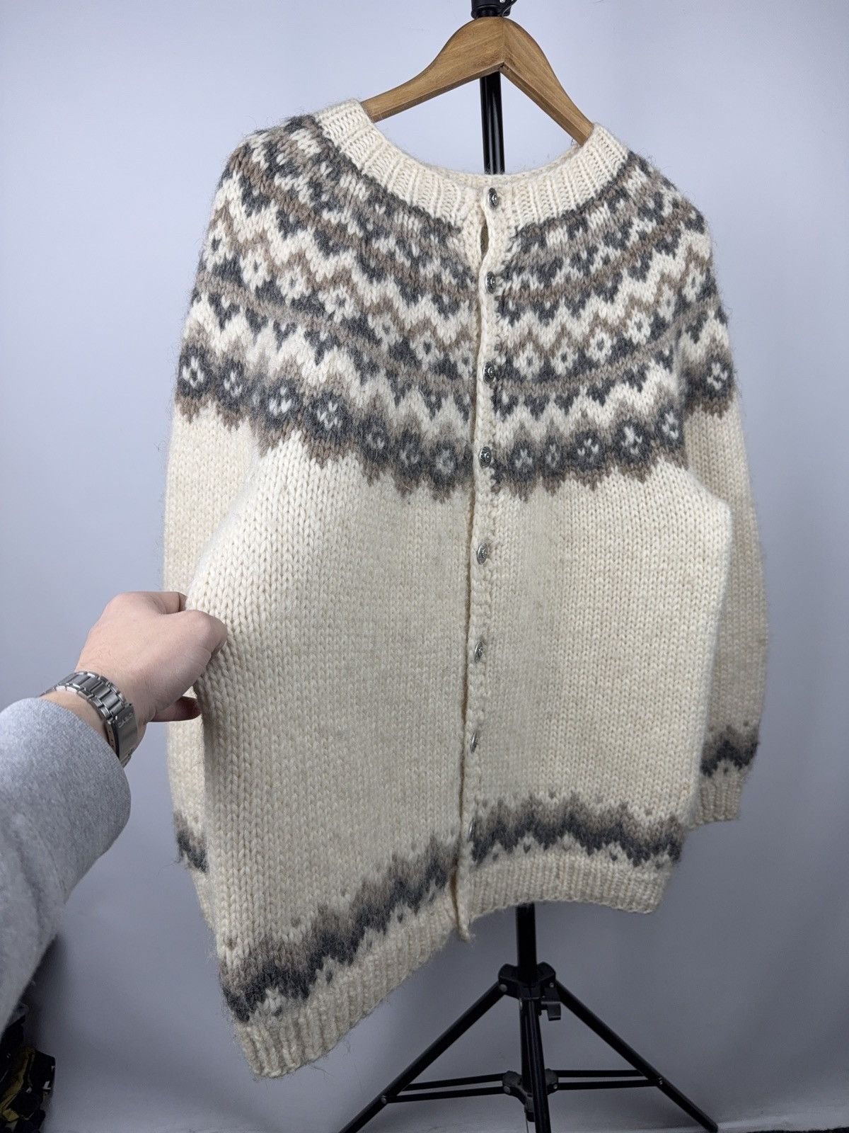 Japanese Brand Retro Vintage 90s Hilda Ltd Nordic Fair Isle Wool Cardigan Size US L / EU 52-54 / 3 - 3 Thumbnail
