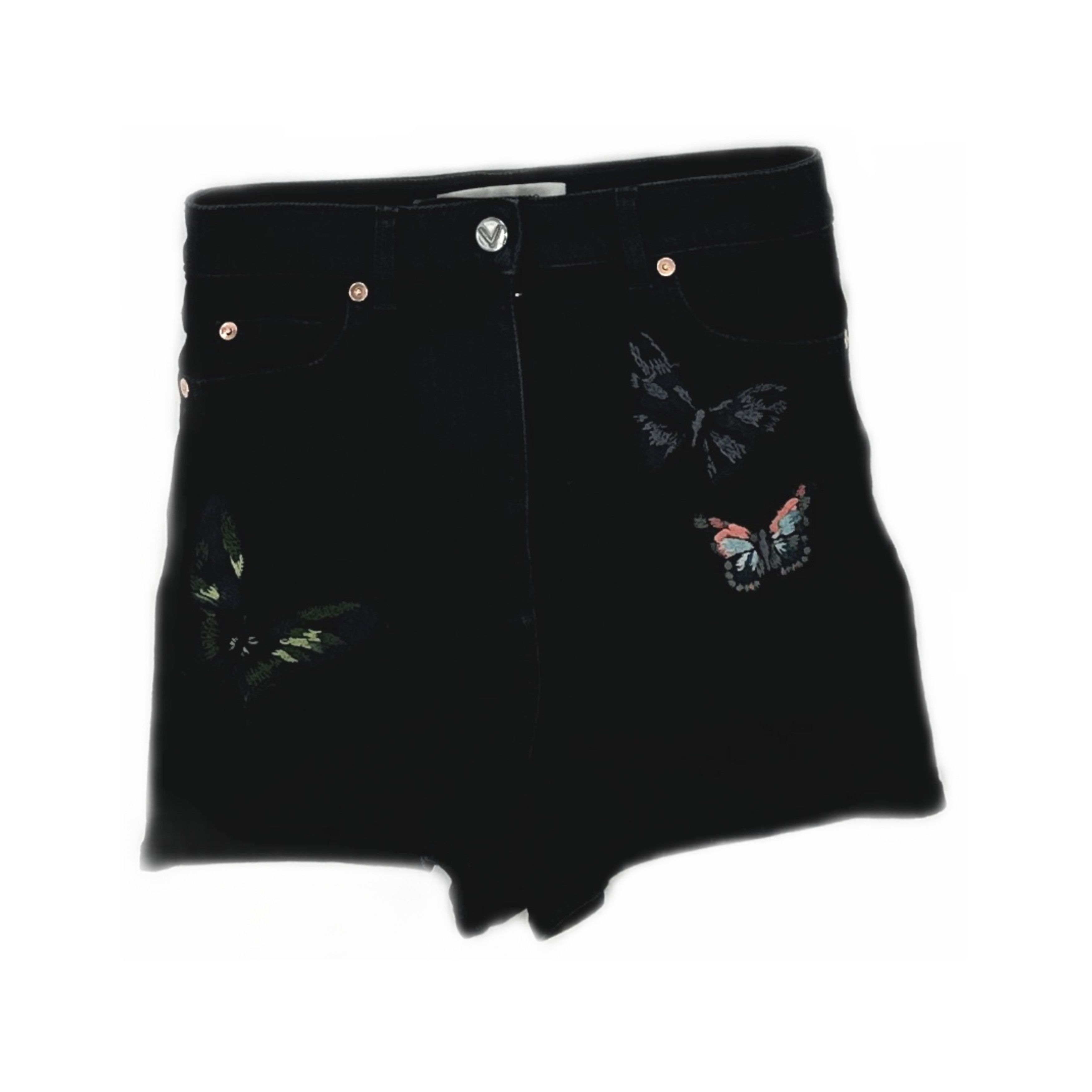 Valentino Valentino Butterfly Embroidered Denim Shorts Size 24 Size 24" / US 00 / IT 34 - 1 Thumbnail
