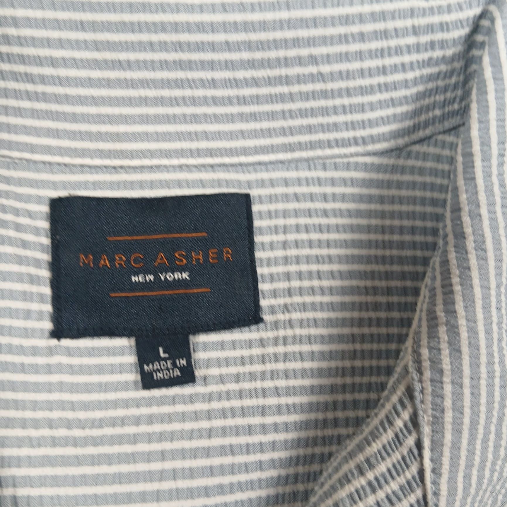 Vintage Marc Asher Button-Up Shirt Mens Large Blue White Striped Camp Shirt Size US L / EU 52-54 / 3 - 6 Thumbnail