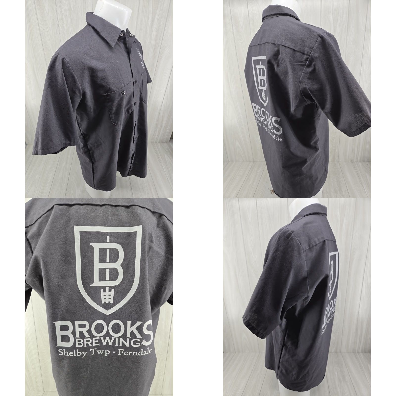 Red Kap Red Kap Gray Short Sleeve Work Shirt Mens L Brooks Brewing Beer Shirt Size US L / EU 52-54 / 3 - 8 Thumbnail