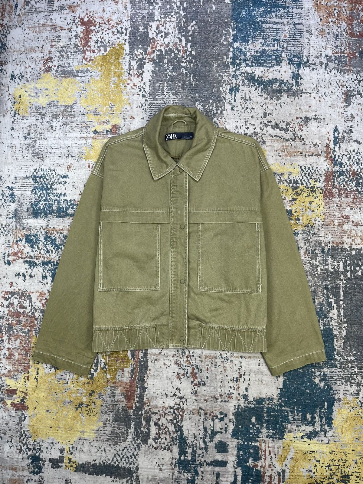 Zara ZARA Olive Green Utility Cotton Jacket Size L / US 10 / IT 46 - 2 Thumbnail