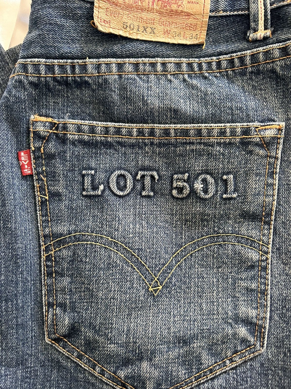 Levi's × Levi's Vintage Clothing Rare Levi’s 501XX Japan Leather V W34 L34 Vintage Denim Size US 34 / EU 50 - 3 Thumbnail