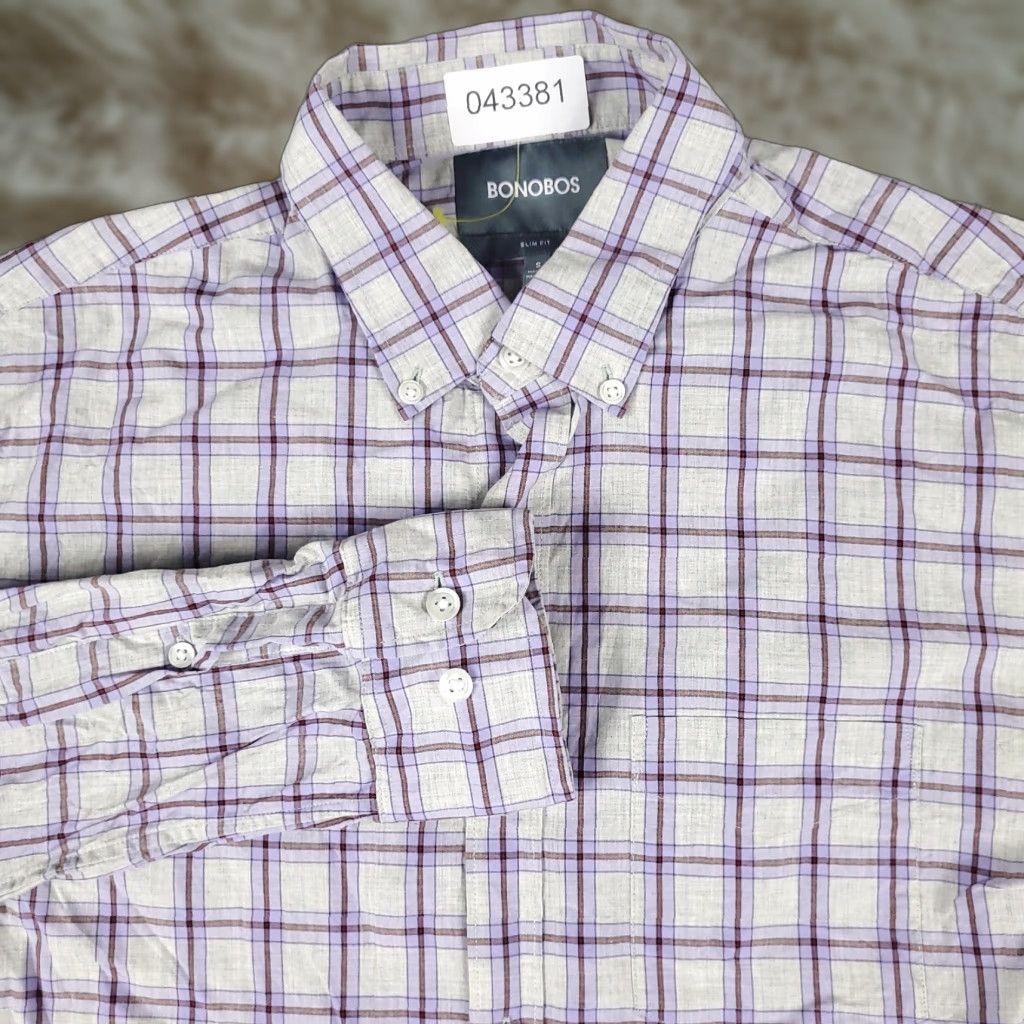 Bonobos Bonobos Shirt Mens Small Purple Plaid Button-Up Long Sleeve Size US S / EU 44-46 / 1 - 1 Thumbnail