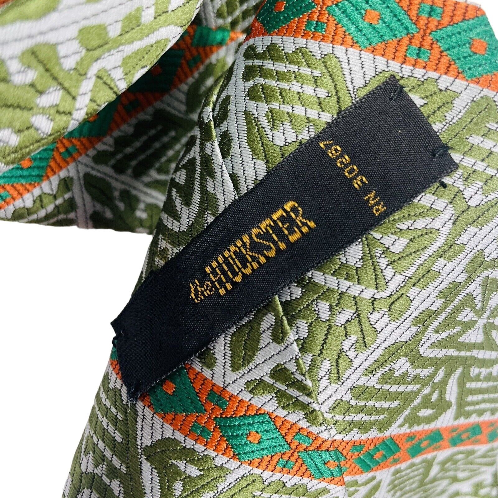 Vintage The Huckster Mens Necktie Green Orange Neck Tie Size ONE SIZE - 5 Thumbnail