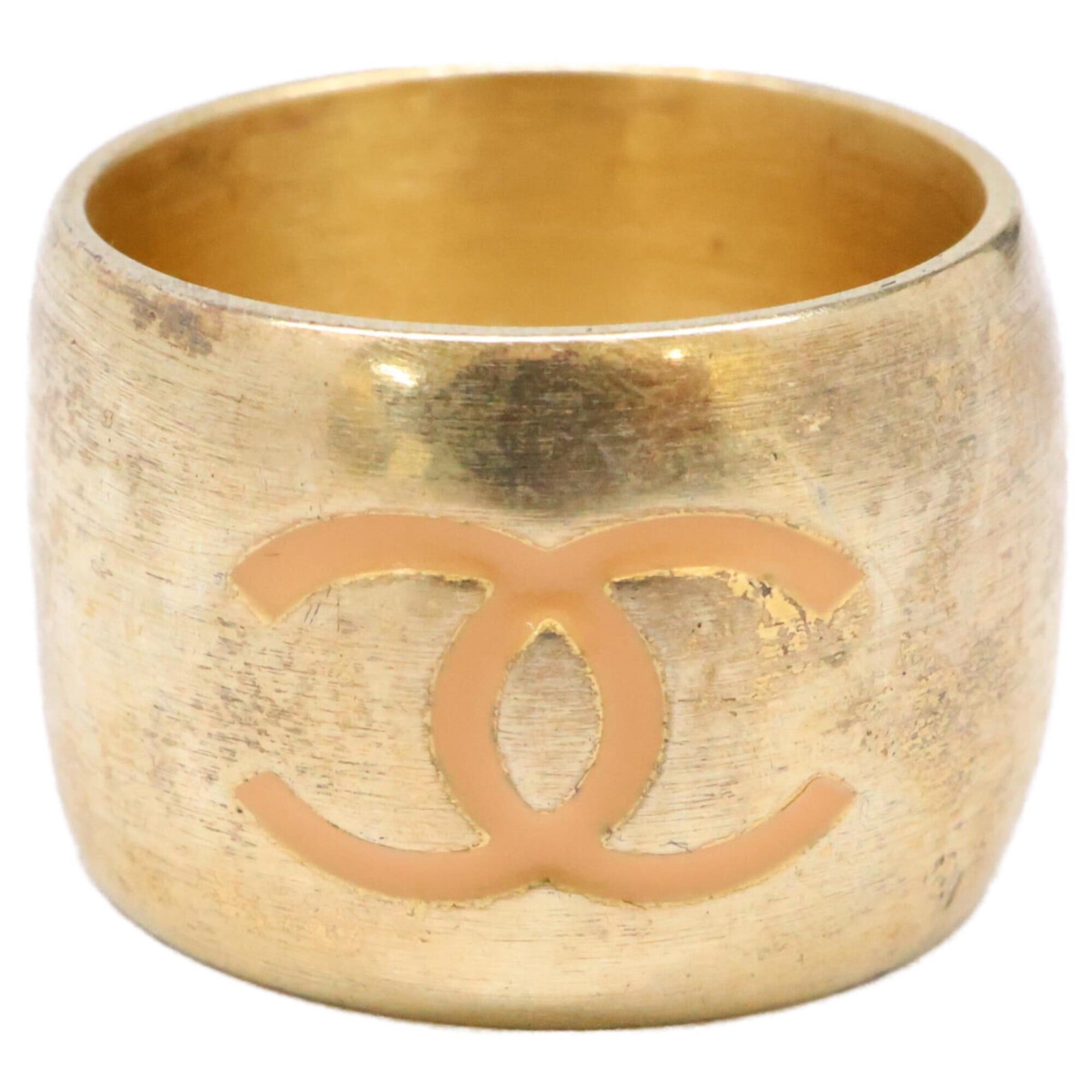 Chanel Coco Mark Ring Gold Plated #282428C78B CHANEL CC Logo Ring Gold Plated Gold Used Size 6.5 COCO Mark  main image 2