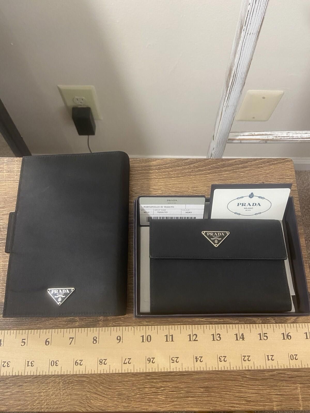 Prada Prada Black Nylon Saffiano Notebook Cover Trifold Wallet Set Size ONE SIZE - 4 Thumbnail