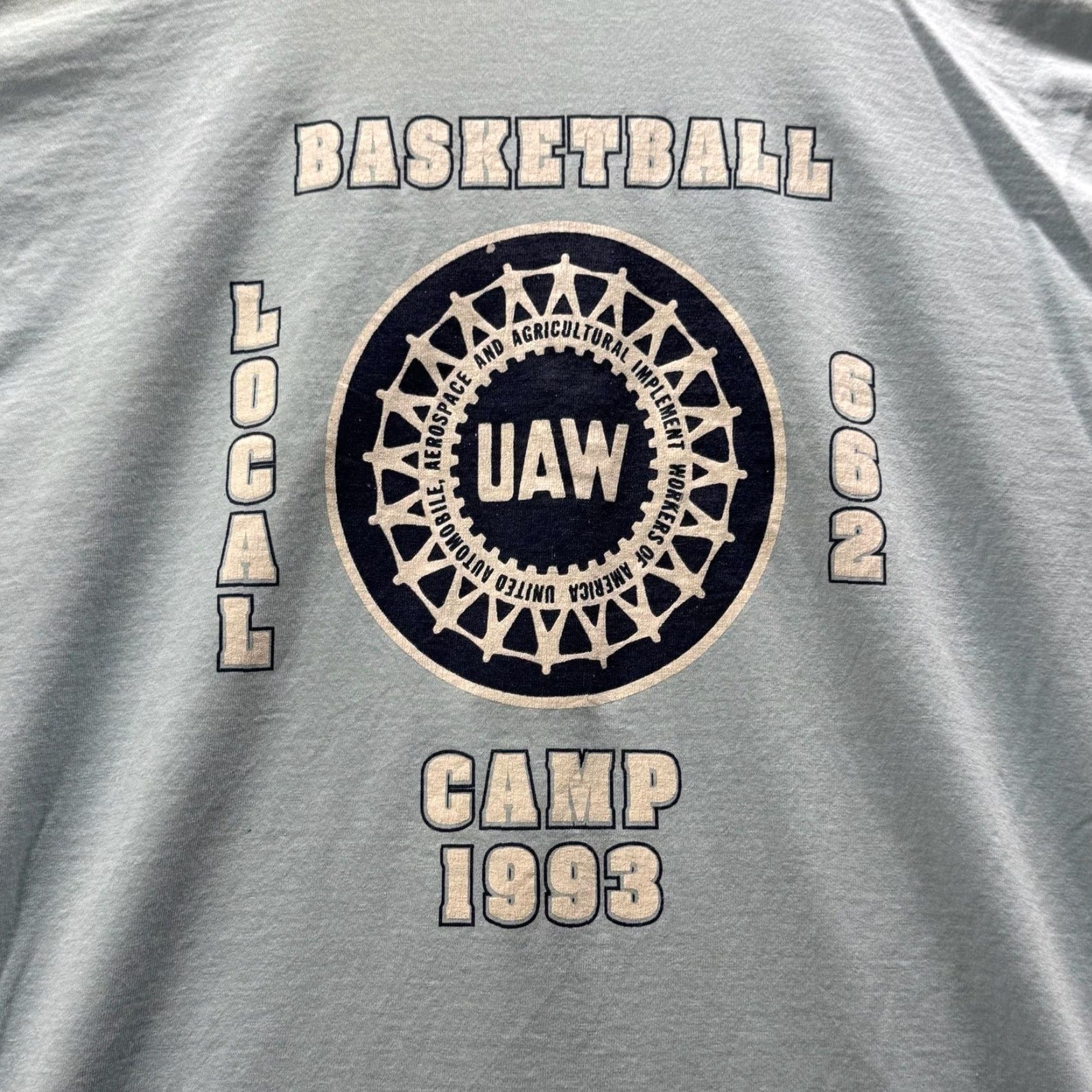 Vintage VINTAGE UAW Local 662 Shirt Mens L Blue Basketball Camp 1993 Graphic Tee Size US L / EU 52-54 / 3 - 3 Thumbnail