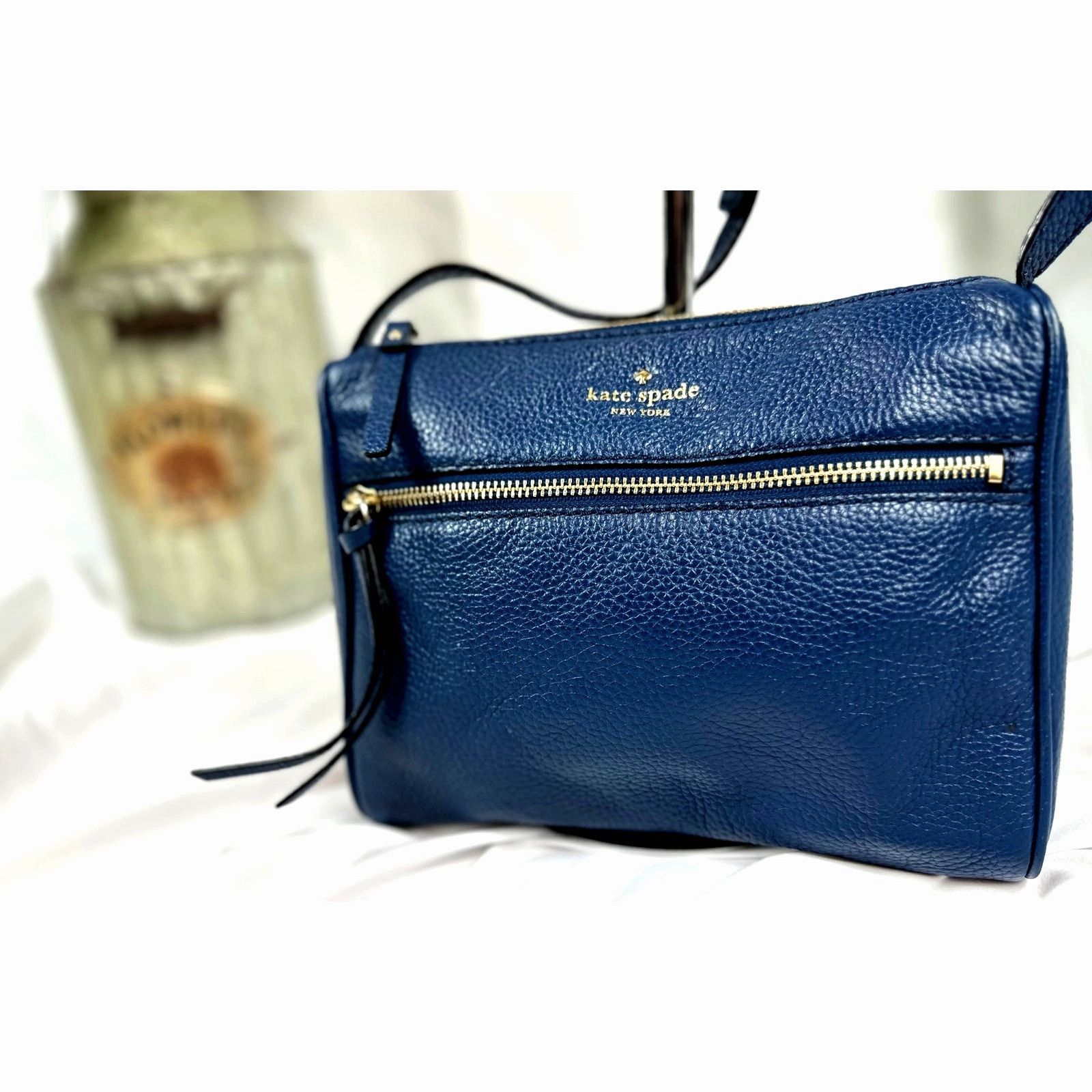 Kate Spade Kate Spade Pebbled Leather Top Zip Crossbody Sapphire Size ONE SIZE - 7 Thumbnail