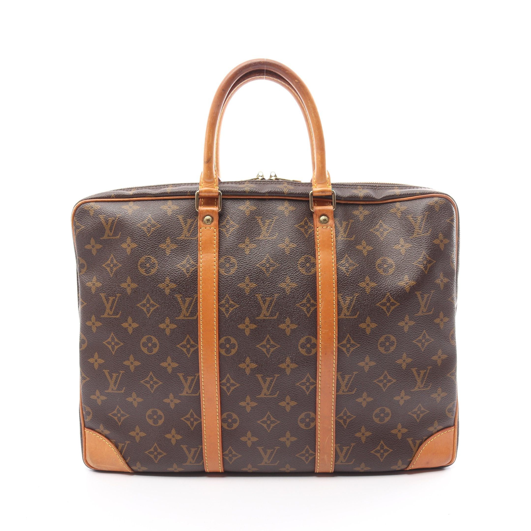 image of Louis Vuitton Porte Document Voyage Monogram Briefcase Business Bag Pvc Leather Brown, Men's